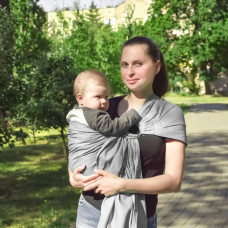 Слінг з кільцями сірий (льон з бавовною)