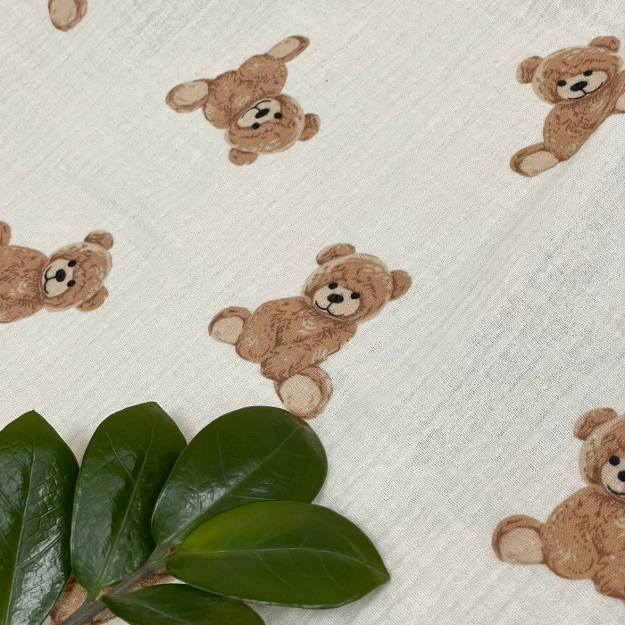 Простирадло у візочок муслін Teddy на молочному