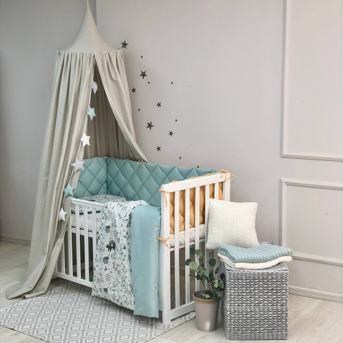 Комплект постільної білизни для новонародженого Baby Mix Bamby з друзями, колір мятний