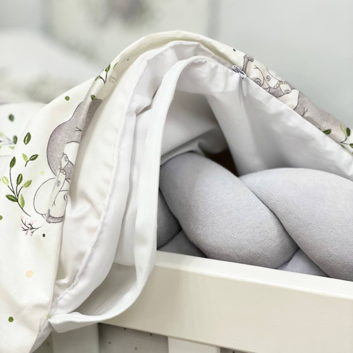 Комплект постільної білизни для новонародженого Happy night Слоники білий