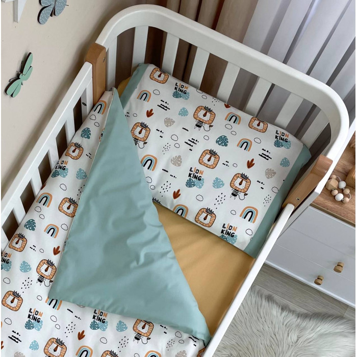 Змінна постіль Baby Dream Леви з веселками мята