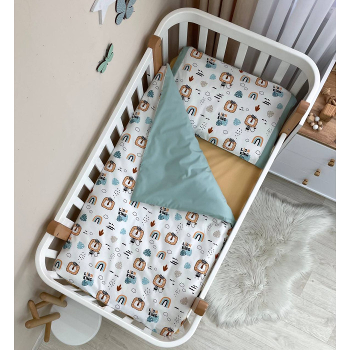 Змінна постіль Baby Dream Леви з веселками мята
