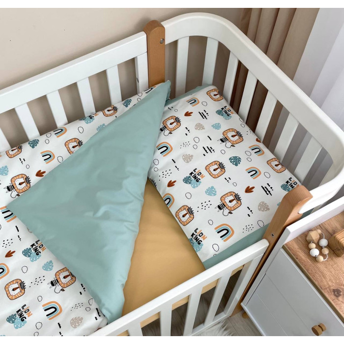 Змінна постіль Baby Dream Леви з веселками мята