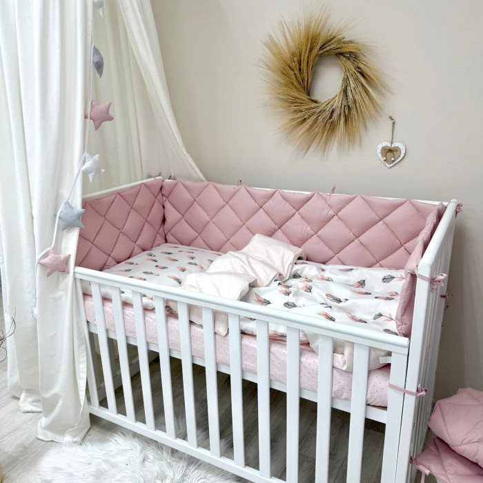 Комплект постільної білизни для новонародженого Baby Mix Перо пудра, колір пудра