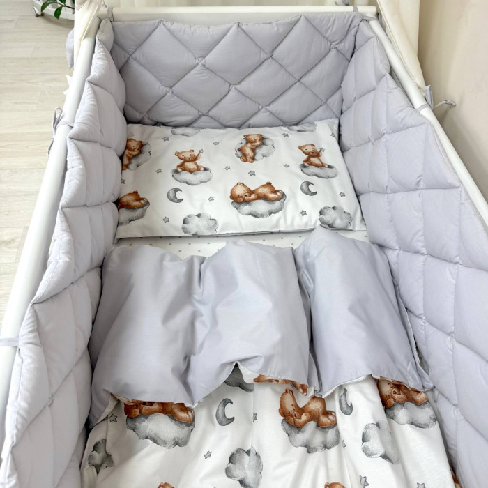 Комплект постільної білизни для новонародженого Baby Mix Тедді сірий