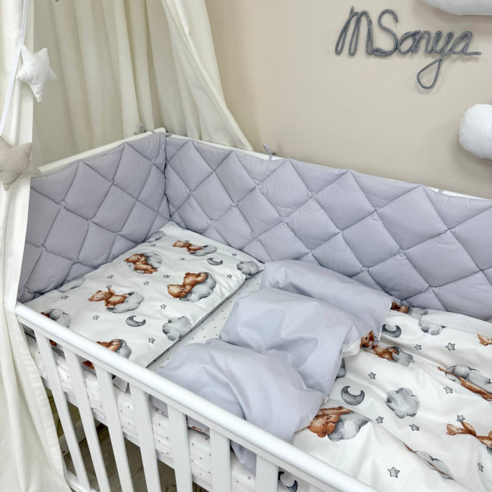 Комплект постільної білизни для новонародженого Baby Mix Тедді сірий