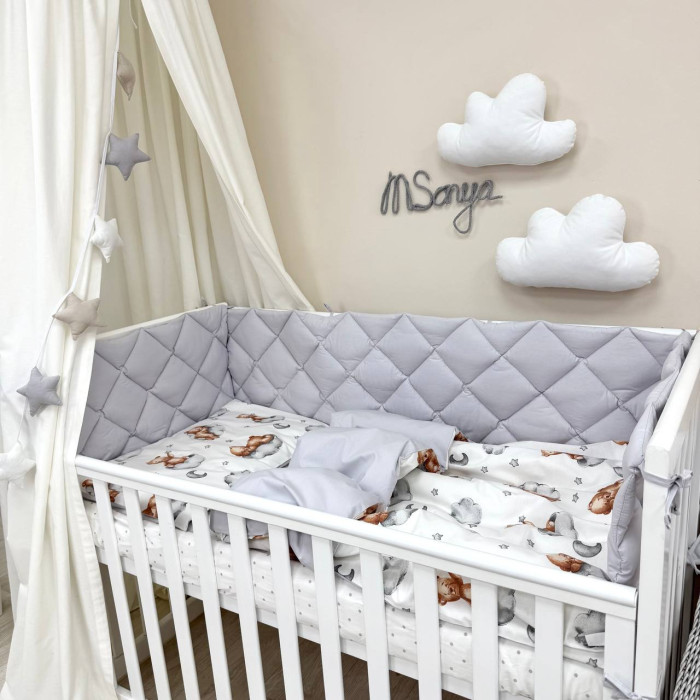 Комплект постільної білизни для новонародженого Baby Mix Тедді сірий