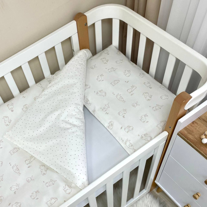 Змінна постіль Baby Mix Зайчики бежеві на білому