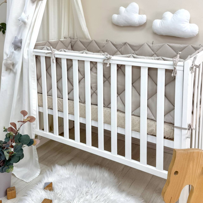 Комплект постільної білизни для новонародженого Baby Mix Сіро-бежеві сердечка