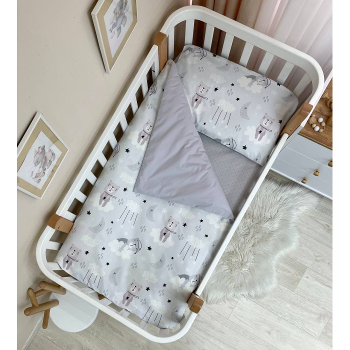 Змінна постіль Baby Dream Коти у хмарах сірий