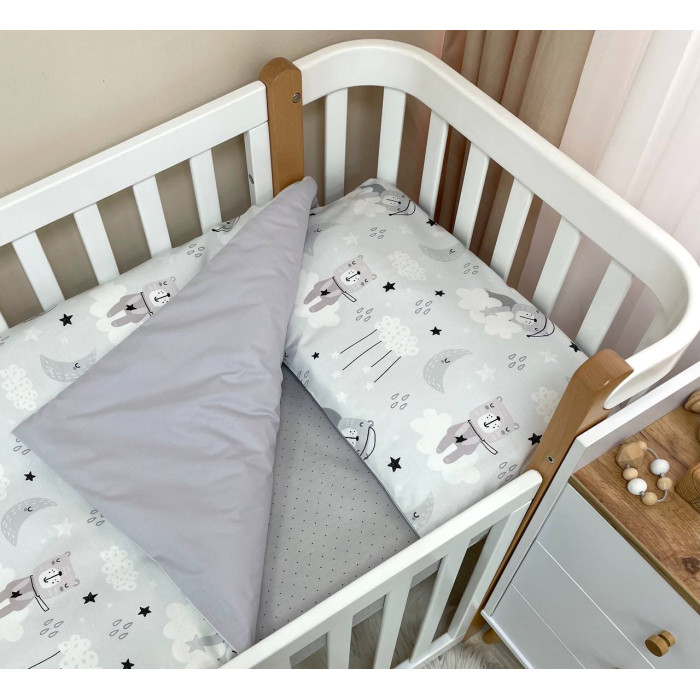 Змінна постіль Baby Dream Коти у хмарах сірий