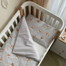 Змінна постіль Baby Mix Ведмедик у ковдрі на сірому