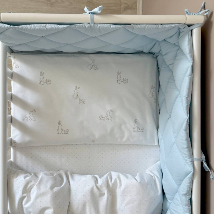Комплект постільної білизни для новонародженого Baby Dream New Зайка із собачкою бежевий/блакитний