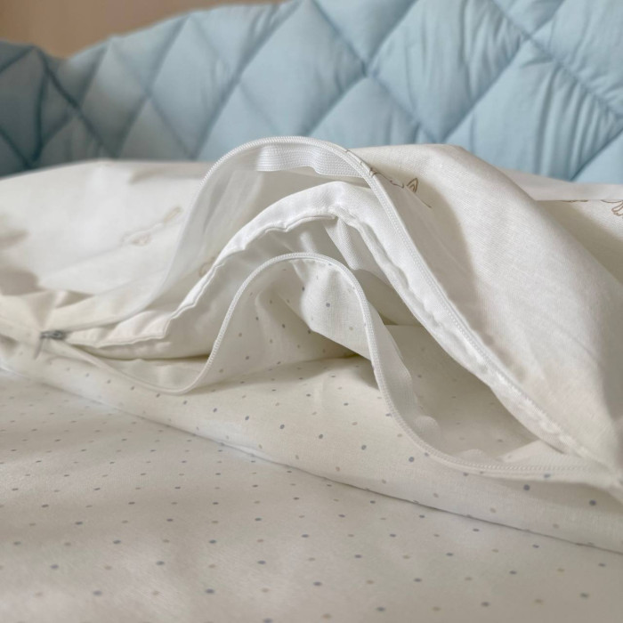 Комплект постільної білизни для новонародженого Baby Dream New Зайка із собачкою бежевий/блакитний