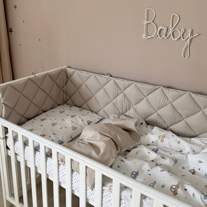 Комплект постільної білизни для новонародженого Baby Dream New Машинки блакитні