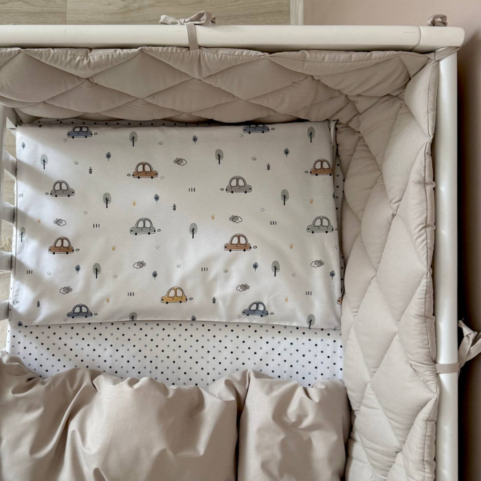 Комплект постільної білизни для новонародженого Baby Dream New Машинки блакитні