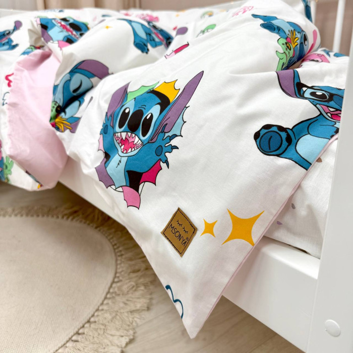 Комплект постільної білизни підліток 1,5 Stich/рожевий (підковдра+наволочка)