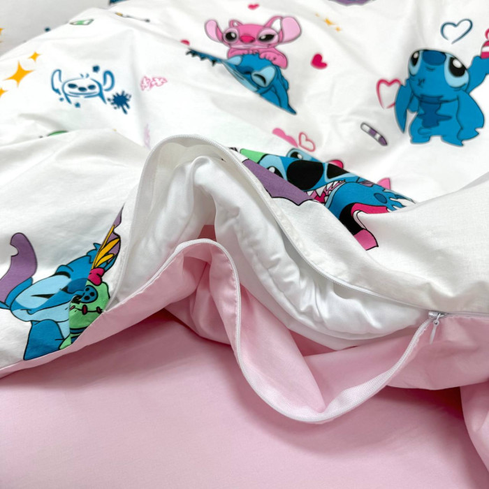 Комплект постільної білизни підліток 1,5 Stich/рожевий (підковдра+наволочка)