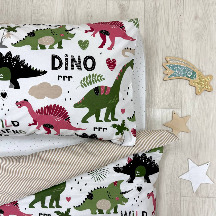 Комплект постільної білизни дитячий поплін DINO GREEN