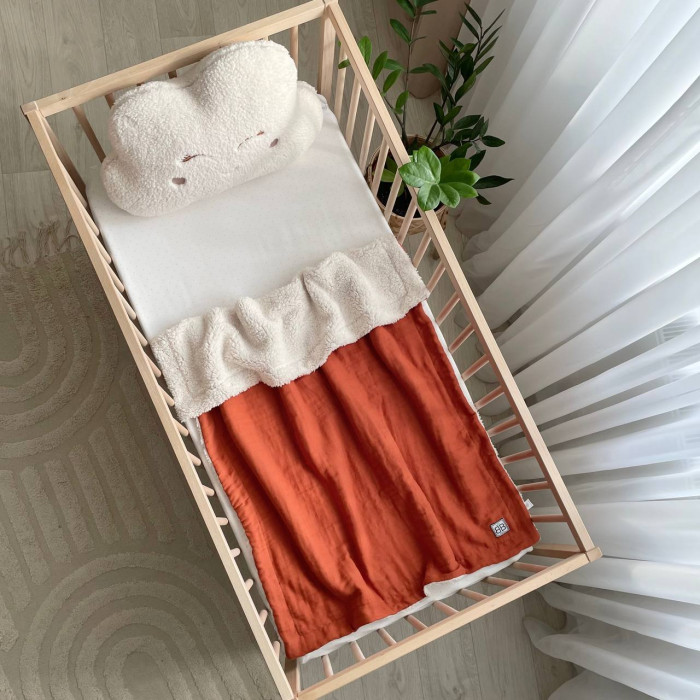 Плед муслін на хутрі Teddy теракот