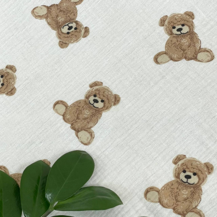 Плед муслін жатка двошаровий з бахромою Teddy на білому