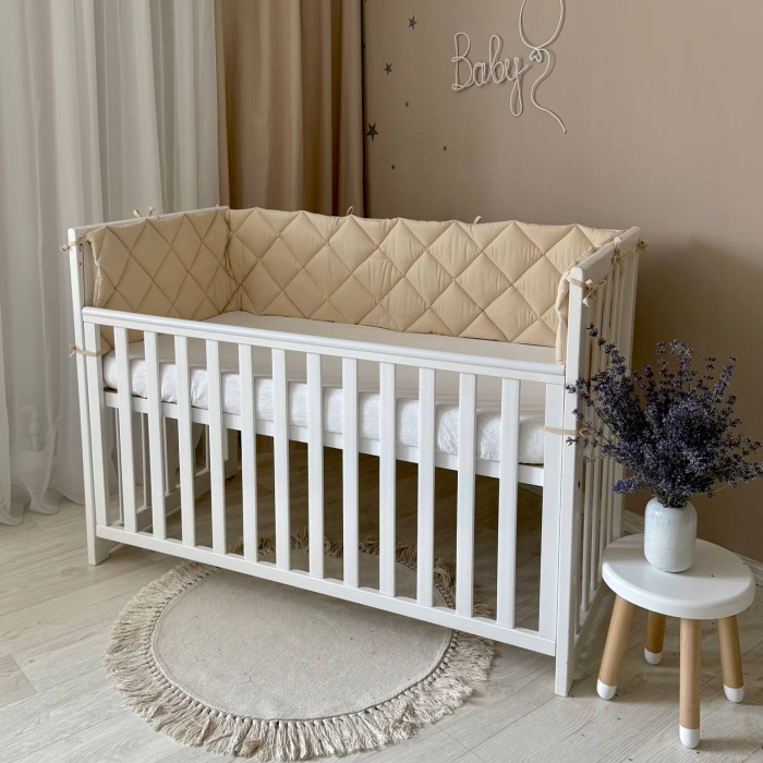 Бортик стьобаний "Baby Dream" на 3 сторони поплін бежевий