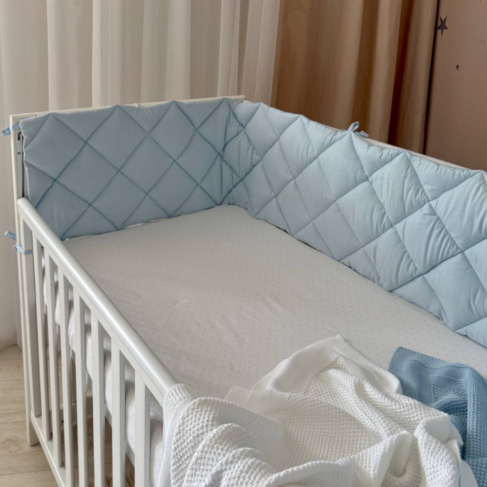 Бортик стьобаний "Baby Dream" на 3 сторони поплін блакитний