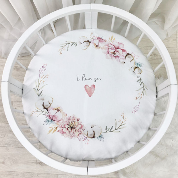 Простирадло дитяче коло з друком Heart and flowers 70х70