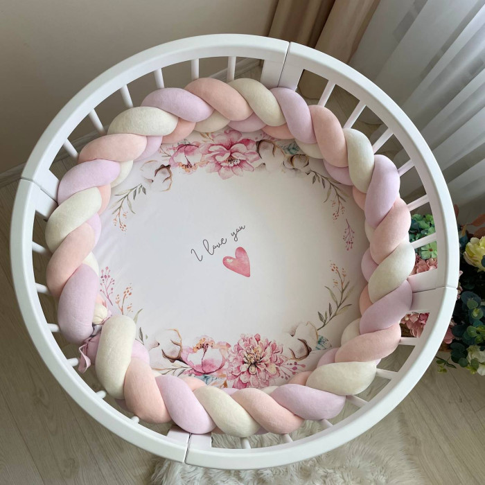 Простирадло дитяче коло з друком Heart and flowers 70х70