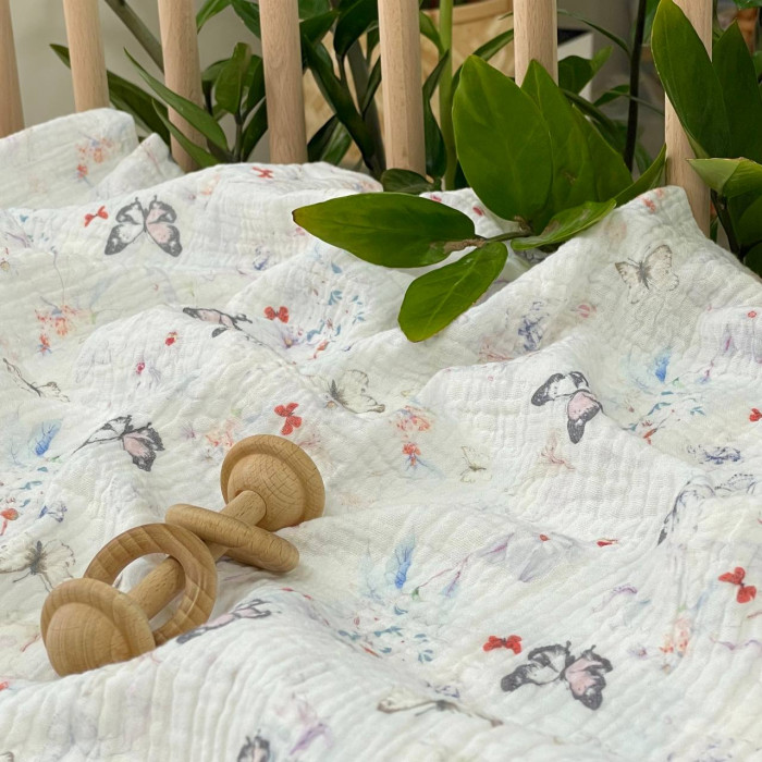 Пелюшка муслін Метелики на молочному