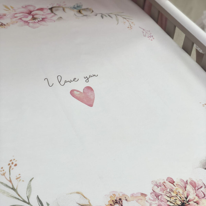 Простирадло дитяче з друком Heart and Flowers