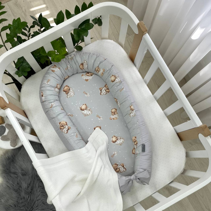 Кокон Baby Design Ведмедик у ковдрі на сірому
