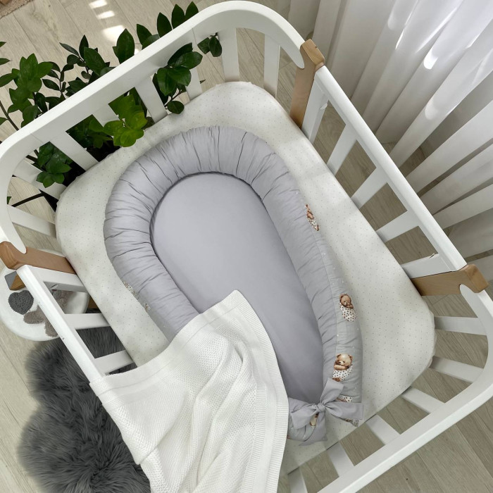 Кокон Baby Design Ведмедик у ковдрі на сірому