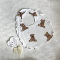 Слинявчик муслін Жатка 2-сторонній Teddy на білому білий