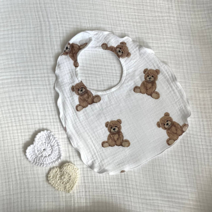 Слинявчик муслін Жатка 2-сторонній Teddy на білому білий