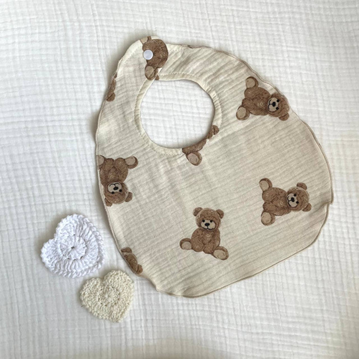 Слинявчик муслін Жатка 2-сторонній Teddy на молочному бежевий